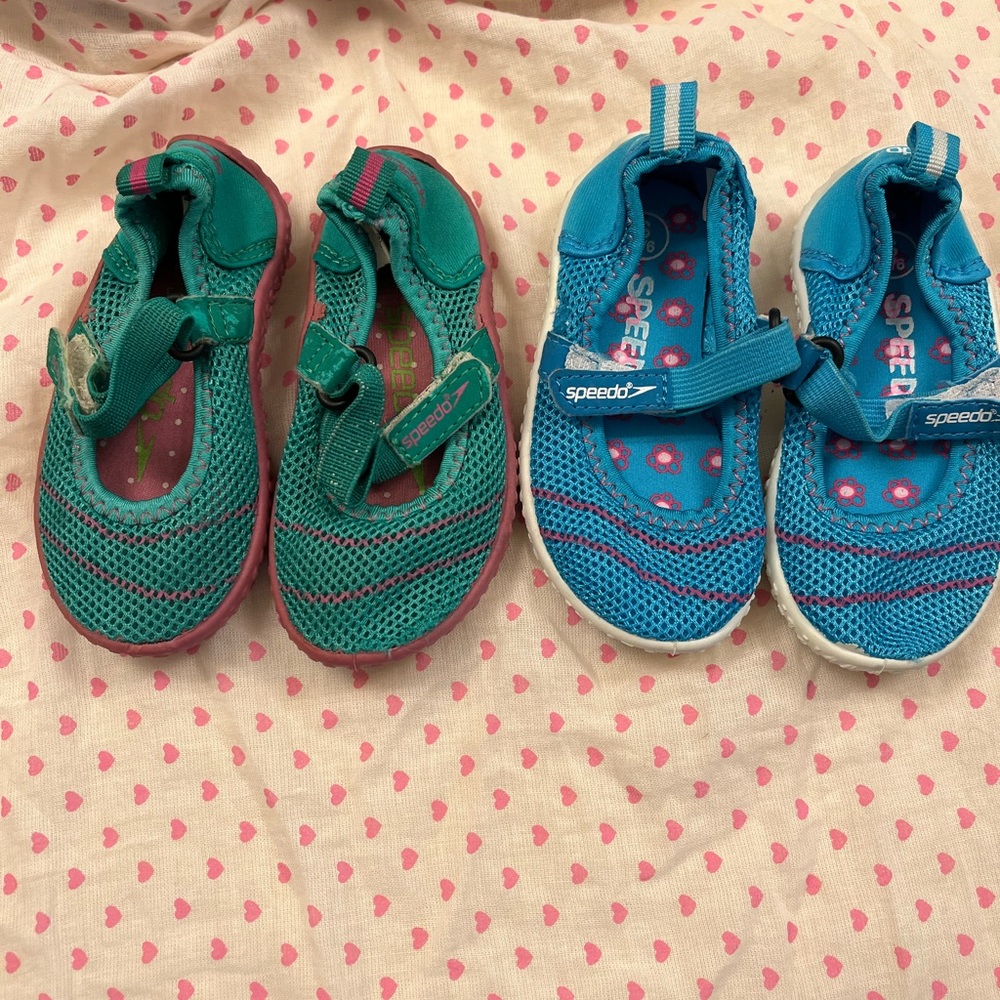 Two pairs of Speedo swim shoes toddler 5-6.